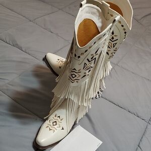 Off-White Fringe Heeled Boots